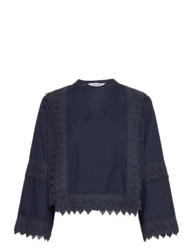 Srhallie Blouse Gots Tops Blouses Long-sleeved Blue Soft Rebels