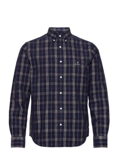 D1. Reg Ut Cord Check Shirt Tops Shirts Casual Navy GANT