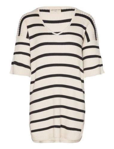 Sway Rib Tunic Stripe Tops Knitwear Jumpers White Moshi Moshi Mind