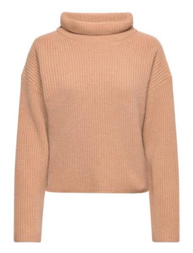 Rib-Knit Wool-Cashmere Mockneck Jumper Tops Knitwear Turtleneck Beige ...