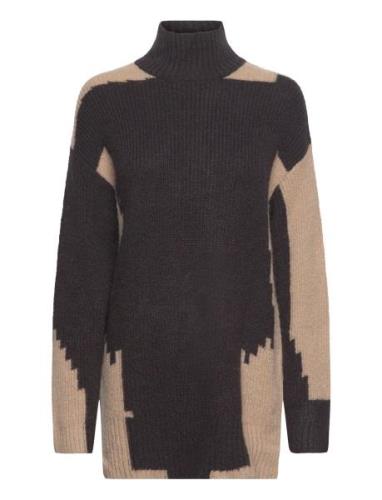 Mslaurina Round Neck Knit Pullover Tops Knitwear Jumpers Brown Minus