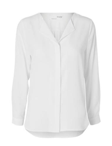 Slfsim -Dynella Ls Shirt O Tops Blouses Long-sleeved White Selected Fe...