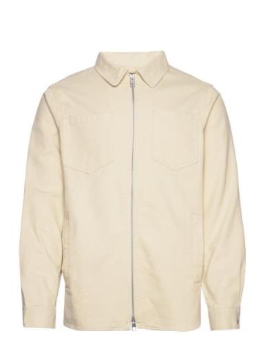 Overshirt Zip Cotton Tops Overshirts Cream Revolution