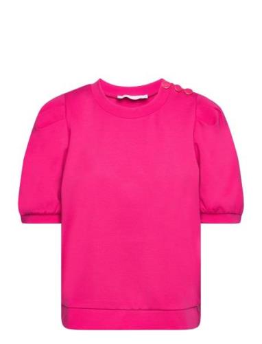 Sweat Shirt With Pleats Tops T-shirts & Tops Short-sleeved Pink Coster...