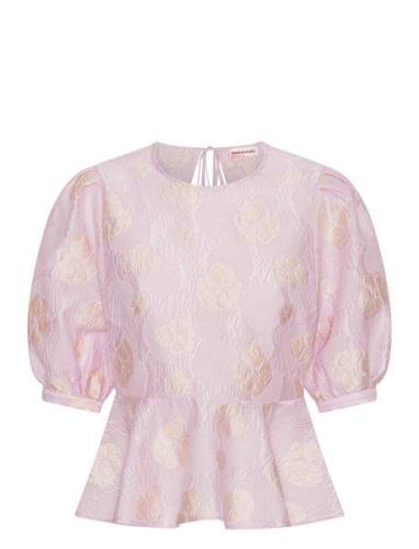 Sheena Tops Blouses Short-sleeved Pink Custommade