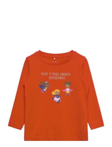 Nmflina Ls Top Box Tops T-shirts Long-sleeved T-shirts Orange Name It