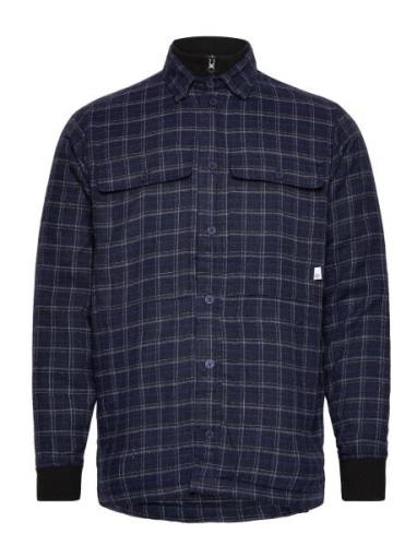 Ramon Flannel Check 07 Quilted Overshirt Tops Overshirts Navy Kronstad...