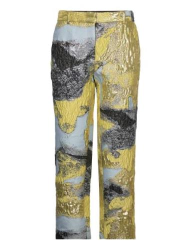 Elsi, 1852 Elevated Woven Jaquard Bottoms Trousers Straight Leg Yellow...