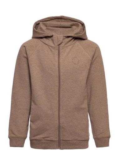 Hoodie W. Zipper Tops Sweat-shirts & Hoodies Hoodies Brown En Fant