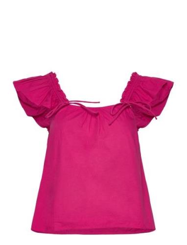 2Nd Cerise Tt - Crispy Poplin Tops T-shirts & Tops Short-sleeved Pink ...