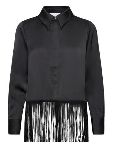 Selva Fringe Shirt Tops Shirts Long-sleeved Black Minus