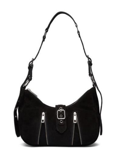 Skye W. Zipper Suede Black Bags Top Handle Bags Black Nunoo