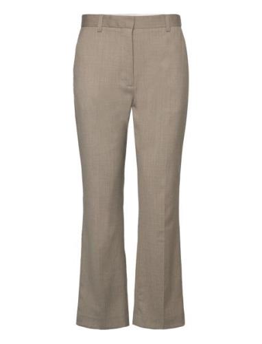 Classic Lady - Classic Wool Blend Bottoms Trousers Straight Leg Beige ...