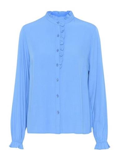 Crvenea Shirt Tops Shirts Long-sleeved Blue Cream