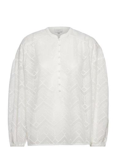 Darya Embrodery Blouse Tops Blouses Long-sleeved White Dante6