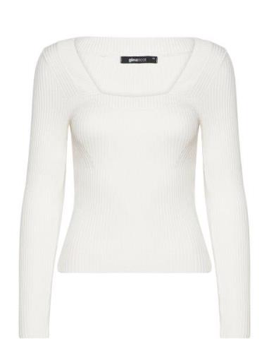 Squareneck Knitted Top Tops Knitwear Jumpers White Gina Tricot