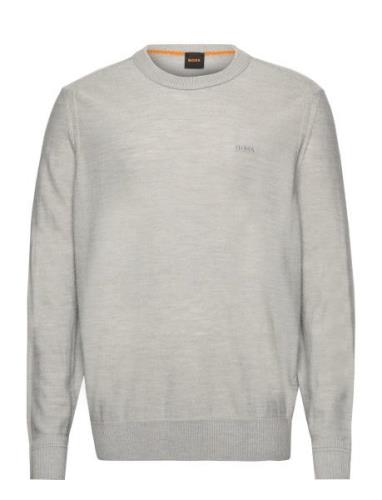 Avac_C Tops Knitwear Round Necks Grey BOSS