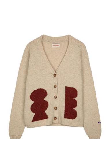 Geometric Shapes Long Cardigan Tops Knitwear Cardigans Beige Bobo Chos...