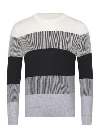 Structured Colorblock Knit Tops Knitwear Round Necks White Tom Tailor