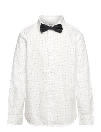 Shirt Poplin W Bow Tops Shirts Long-sleeved Shirts White Lindex