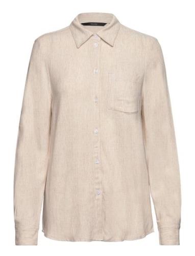 Vmvera Ls Linen Over D Shirt Tops Shirts Long-sleeved Beige Vero Moda