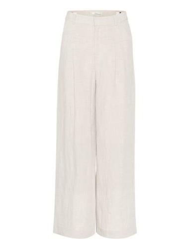 Lizagz Linen Hw Pants Noos Bottoms Trousers Wide Leg Cream Gestuz