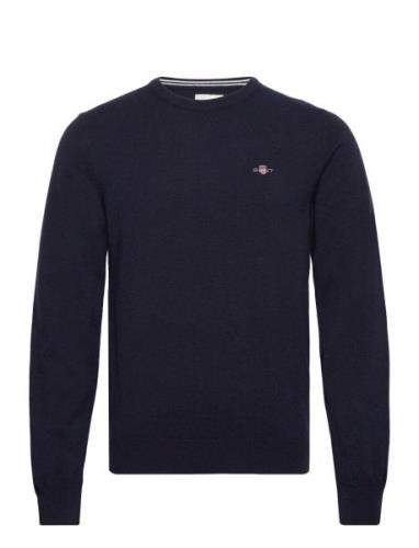 Superfine Lambswool C-Neck Tops Knitwear Round Necks Navy GANT