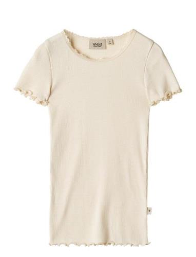 Rib T-Shirt S/S Katie Tops T-shirts Short-sleeved Cream Wheat