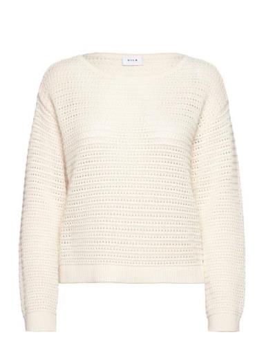 Vibellisina Boatneck L/S Knit Top - Noos Tops Knitwear Jumpers Cream V...