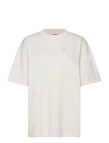 Drisela_4 Tops T-shirts & Tops Short-sleeved Cream HUGO