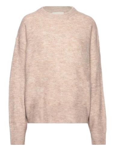 Halo Knit O-Neck Tops Knitwear Jumpers Beige Moshi Moshi Mind