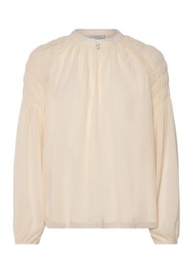 D6Aubrey Smocked Blouse Tops Blouses Long-sleeved Cream Dante6