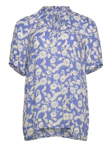 Kcflera Ami Blouse Tops Blouses Short-sleeved Blue Kaffe Curve