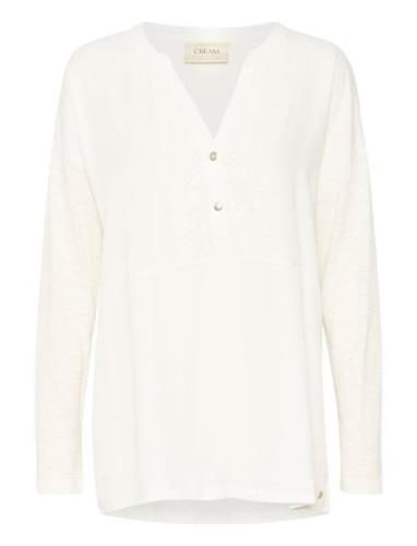 Crjajah Blouse Tops Blouses Long-sleeved White Cream