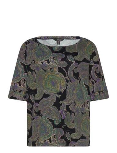 Paisley Stretch Cotton Boatneck Tee Tops T-shirts & Tops Short-sleeved...