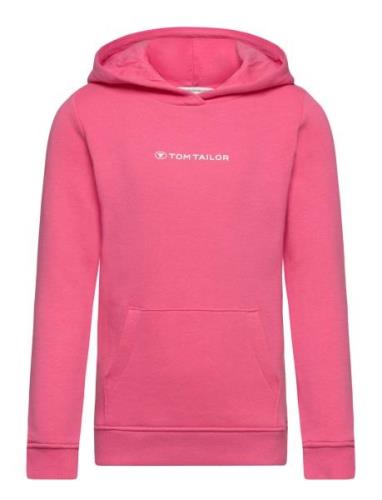 Printed Logo Hoody Tops Sweat-shirts & Hoodies Hoodies Pink Tom Tailor