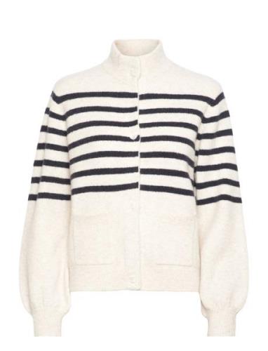 Pd-Lauren Striped Cardigan Tops Knitwear Cardigans White Pieszak