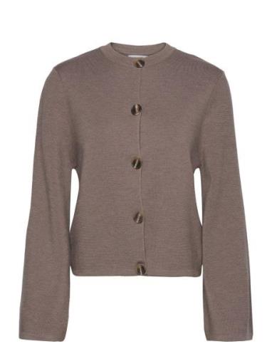 Elise Wool Cardigan Tops Knitwear Cardigans Brown Marville Road