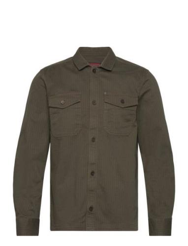 Merchant Herringb Overshirt Tops Overshirts Khaki Green Superdry