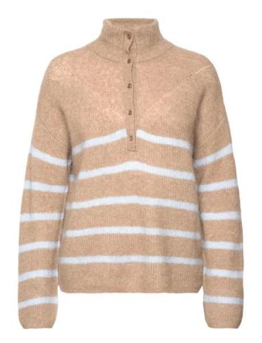 Mmbryna Thora Stripe Knit Tops Knitwear Turtleneck Beige MOS MOSH