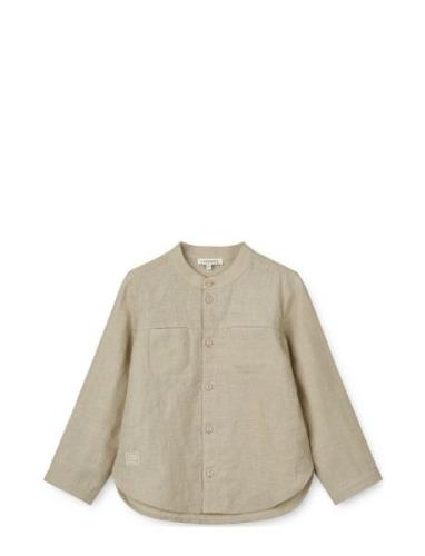 Flynn Linen Shirt Tops Shirts Long-sleeved Shirts Khaki Green Liewood