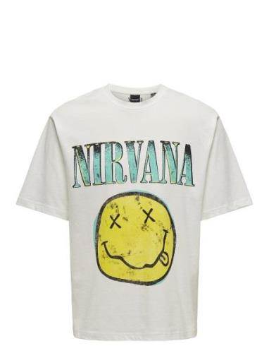 Onsnirvana Lic Rlx Ss Tee Tops T-shirts Short-sleeved White ONLY & SON...