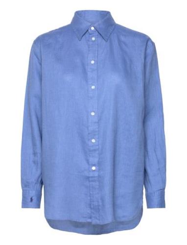 Relaxed Fit Linen Shirt Tops Shirts Long-sleeved Blue Polo Ralph Laure...