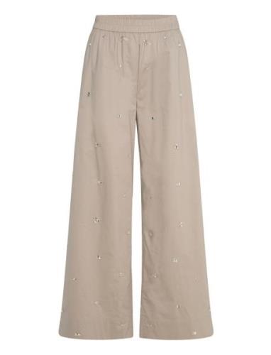 Calli Trousers Bottoms Trousers Wide Leg Khaki Green Second Female