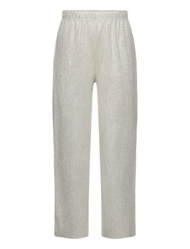 Metallic Straight-Fit Trousers Bottoms Trousers Silver Mango