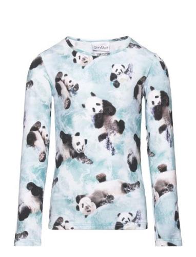 Print Shirt Tops T-shirts Long-sleeved T-shirts Blue Gugguu