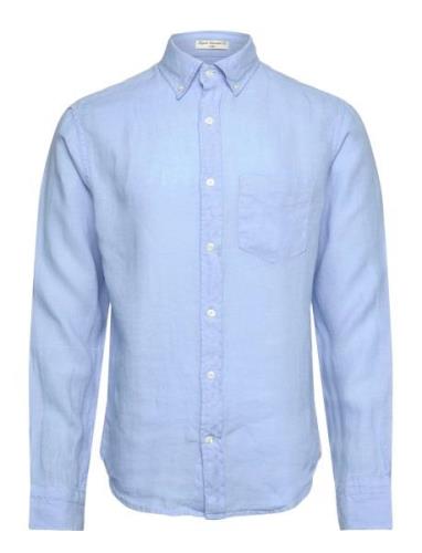 Reg Gmnt Dyed Linen Shirt Tops Shirts Casual Blue GANT