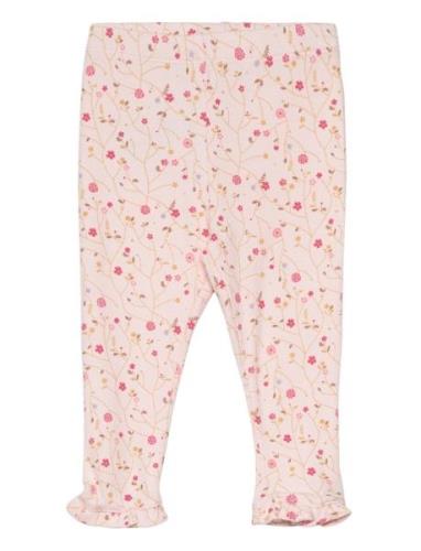 Leggings Aop Rib Bottoms Leggings Pink Minymo