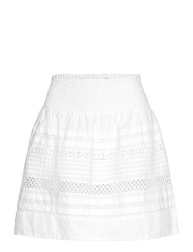 Lace-Trim Cotton Broadcloth Miniskirt Kort Skjørt White Lauren Ralph L...