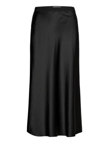 Hana Satin Silk Skirt Designers Knee-length & Midi Black Ahlvar Galler...